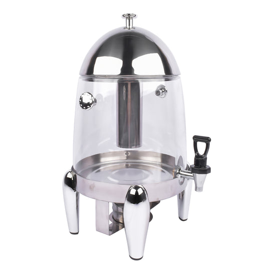 3-Gallon Beverage Dispenser, Alcohol Heated Hot and Cold Drink Container with Faucet, Commercial Beverage Container for Coffee, Juice, Lemonade (Clear, Stainless Steel)