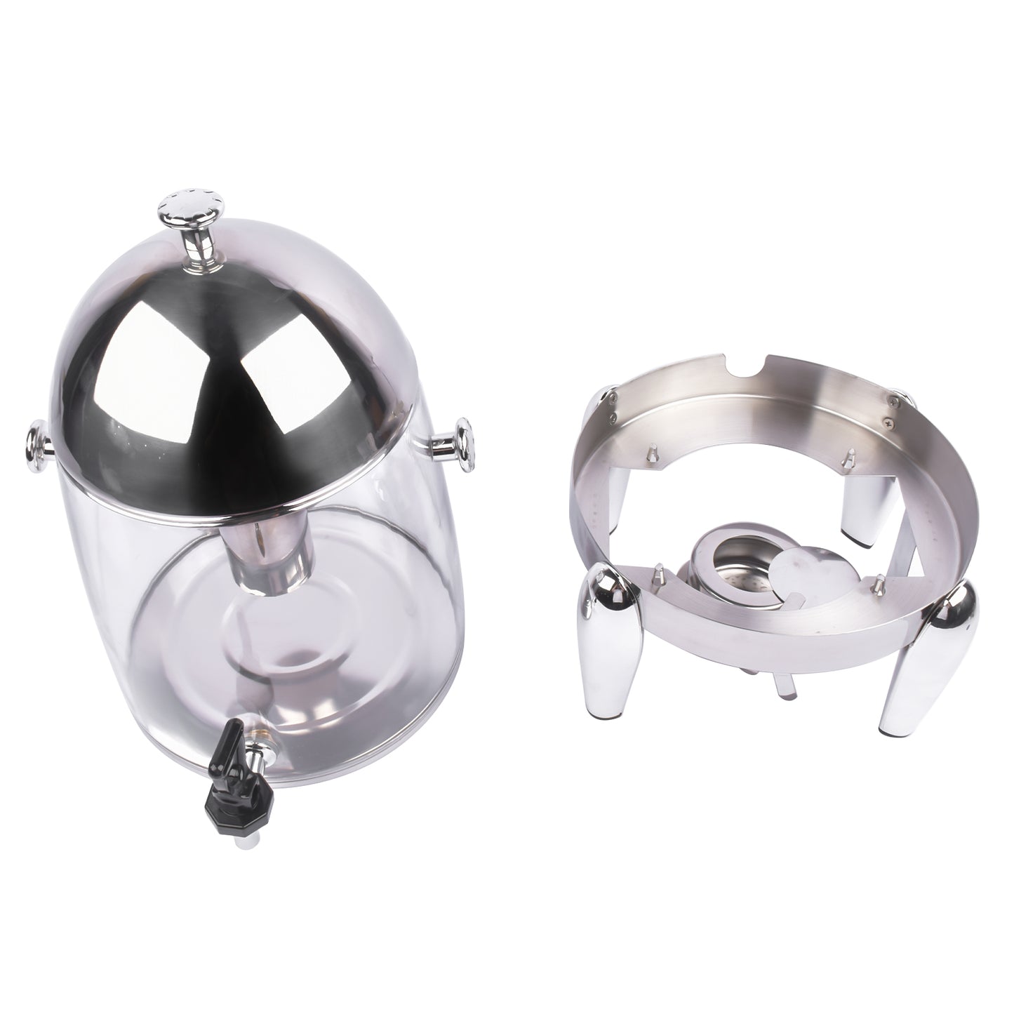 3-Gallon Beverage Dispenser, Alcohol Heated Hot and Cold Drink Container with Faucet, Commercial Beverage Container for Coffee, Juice, Lemonade (Clear, Stainless Steel)