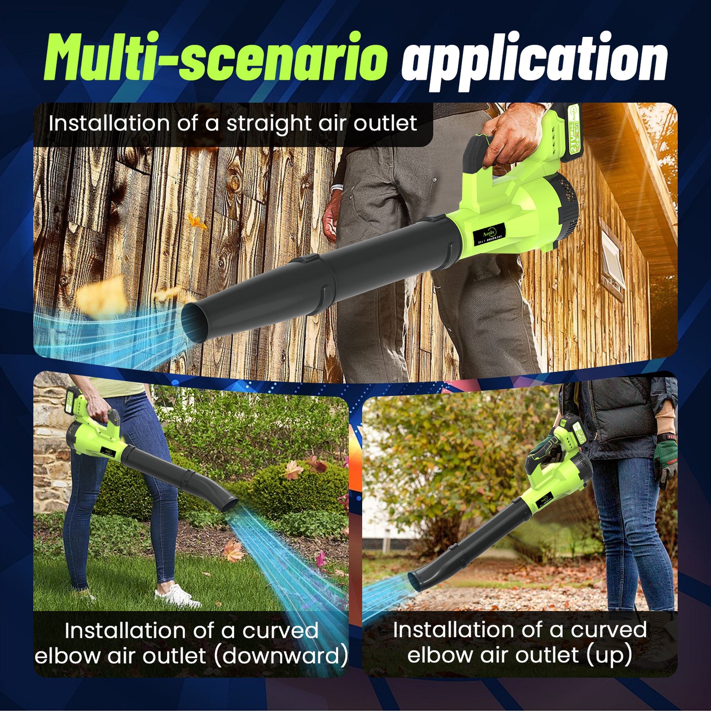 Leaf Blower Cordless, 400cfm & 200MPH Brushless Motor Electric Leaf Blower with 2X 21V 4.0Ah Battery Powered ，5 Speed Powerful Blowing Ideal for Lawn Care & Yard Blowing Leaves, Snow