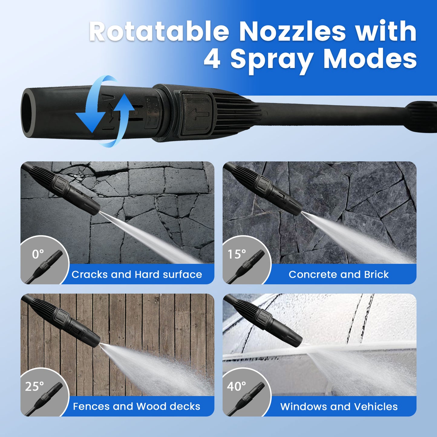 Electric Pressure Washer, Electric Power Washer with Rotatable Nozzles, 3200 PSI Max 2.2 GPM High Pressure Cleaning Machine with Foam Cannon, Power Washer for Car, Floor, Yard