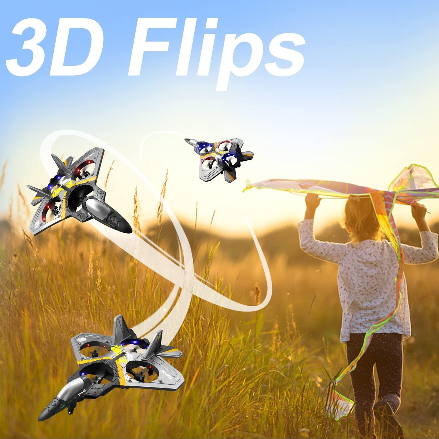 4DRC V17 Remote Control Plane 2.4Ghz Foam RC Airplanes Helicopter Quadcopter,Spinning Drone with Cool Lights