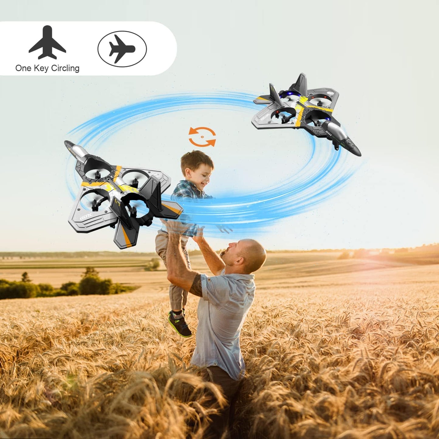 4DRC V17 Remote Control Plane 2.4Ghz Foam RC Airplanes Helicopter Quadcopter,Spinning Drone with Cool Lights