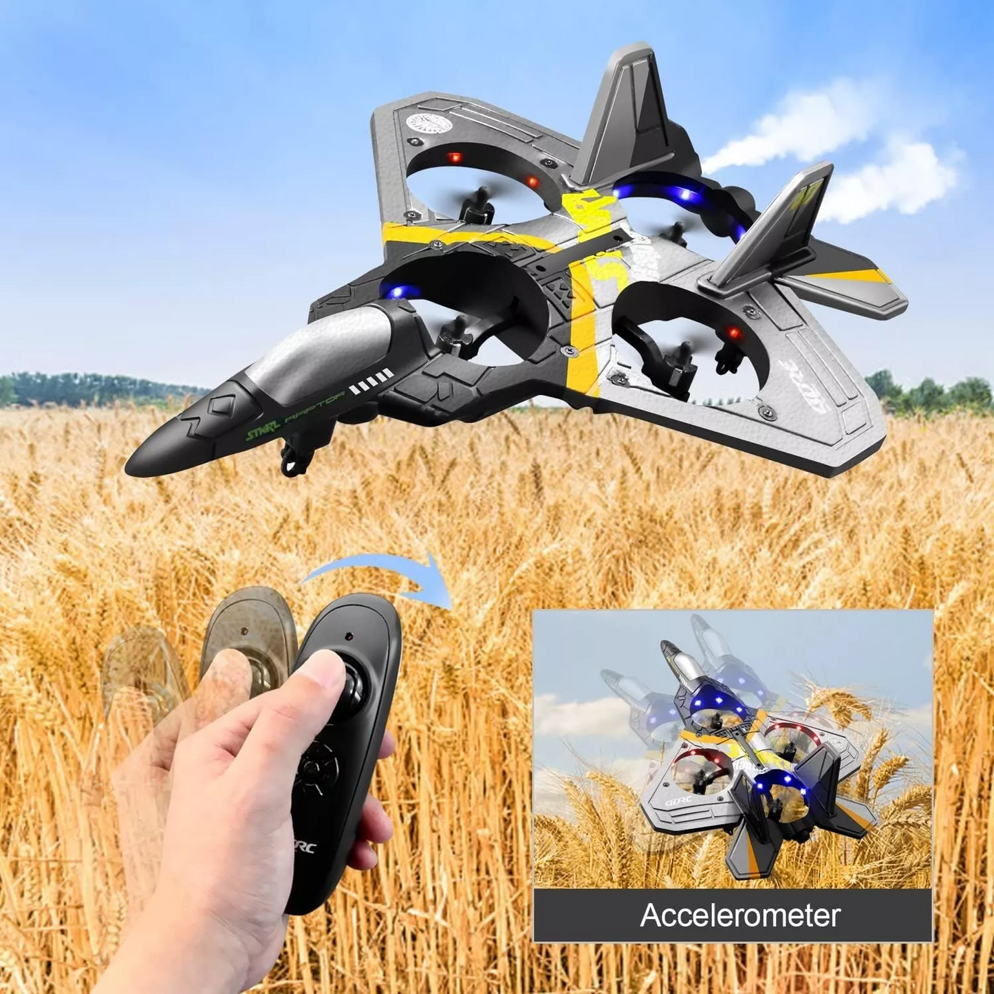 4DRC V17 Remote Control Plane 2.4Ghz Foam RC Airplanes Helicopter Quadcopter,Spinning Drone with Cool Lights