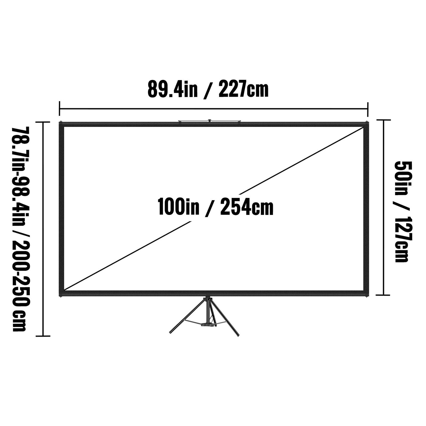 100" Projector Screen with Tripod Stand - 4K HD, Wrinkle-Free Portable Movie Screen for Home Theater, Gaming & Office Use