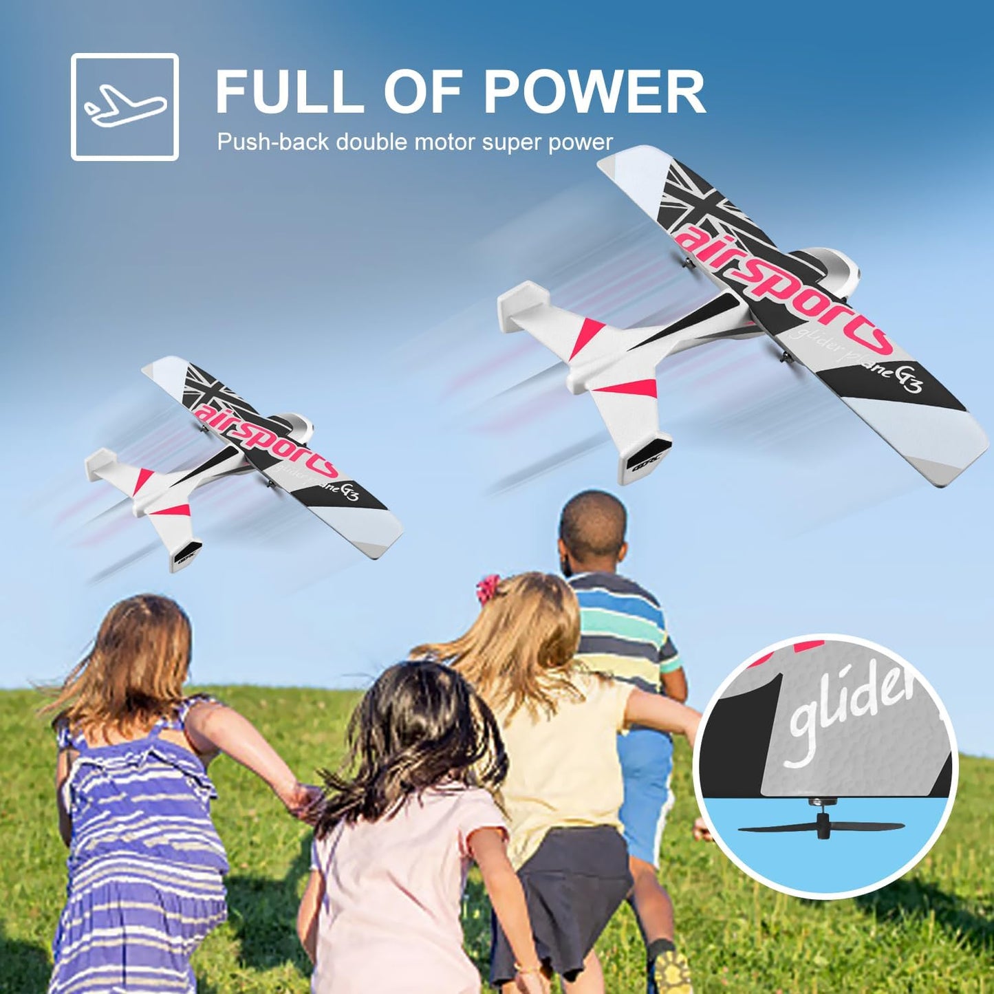 4DRC G3 RC Plane, 2.4Ghz Remote Control Airplane,Flying with 2 Batteries & Propeller