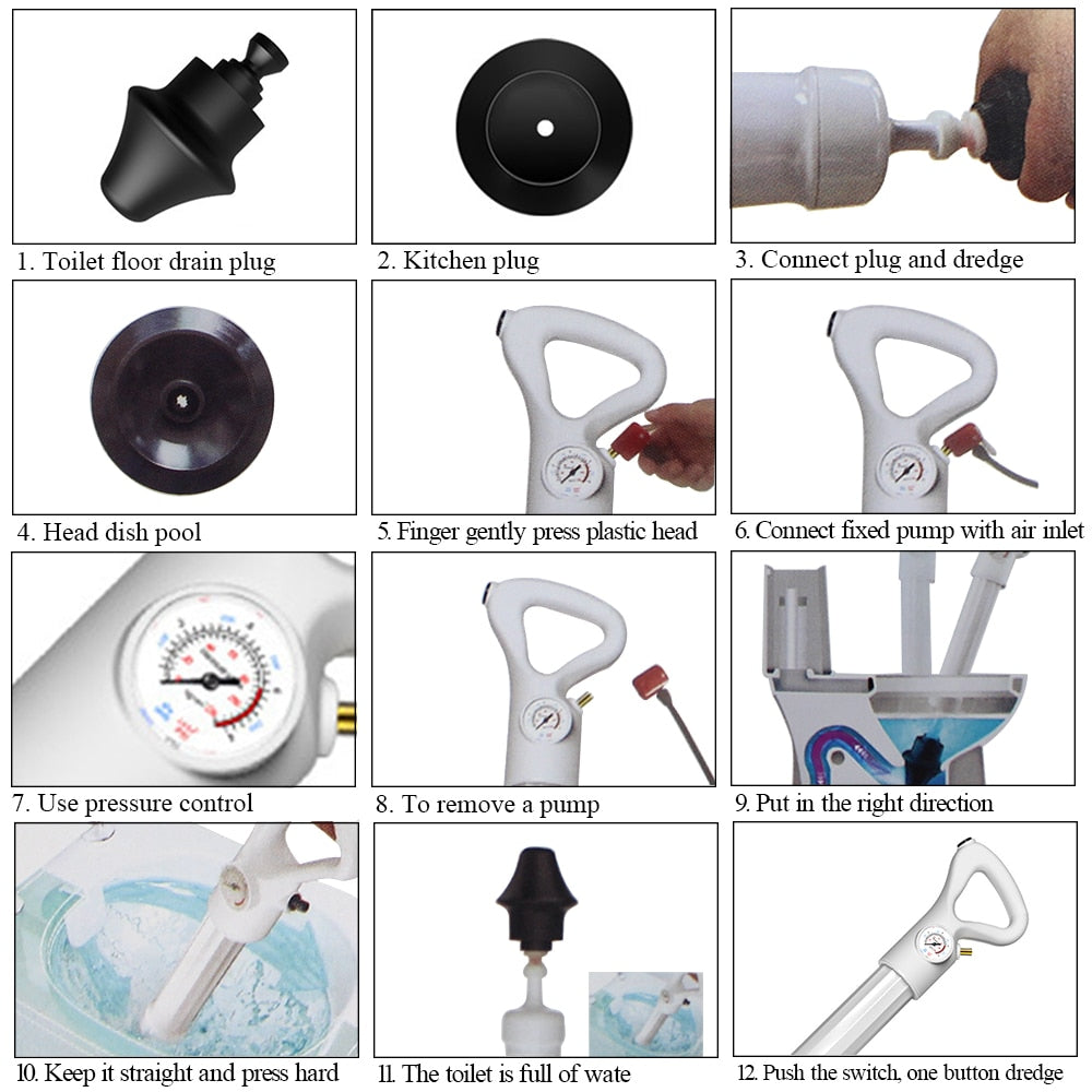 Toilet Plunger High Pressure Pump Cleaner powerful air blaster plunge Dredge Air floor Drain Blaster Air Power Drain Blaster