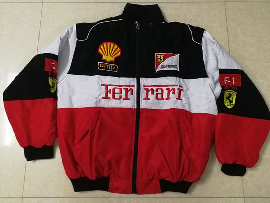 Unisex F1 racing style retro style cotton full embroidery jacket