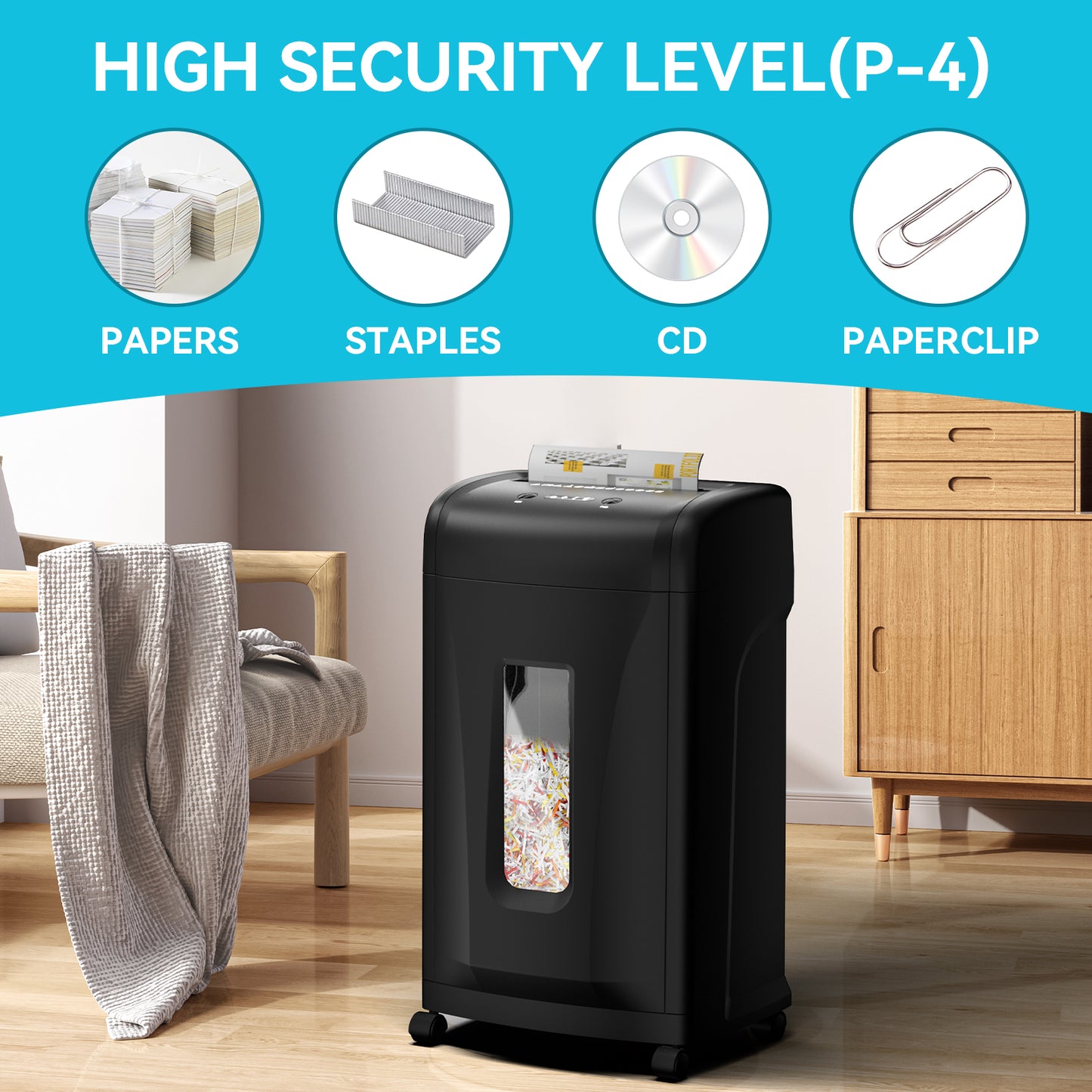 PAPER SHREDDER CROSS CUT LARGE CAPACITY HIGH SECURITY