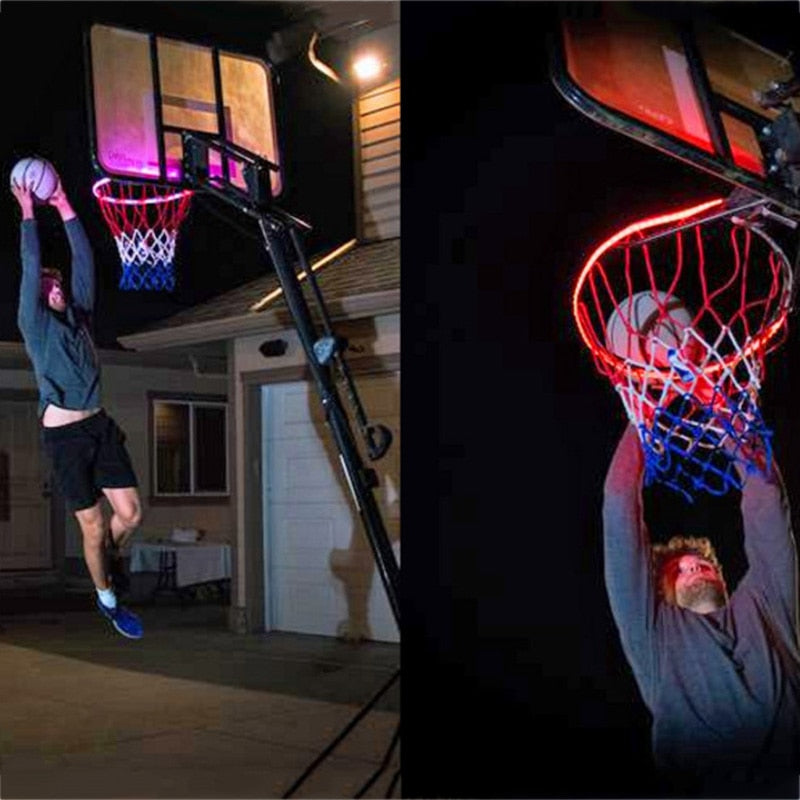 1 PCS LED Basketball Hoop Light Basketball Rim Changing Induction Lamp Solar Light Playing At Night LED Strip Lamp
