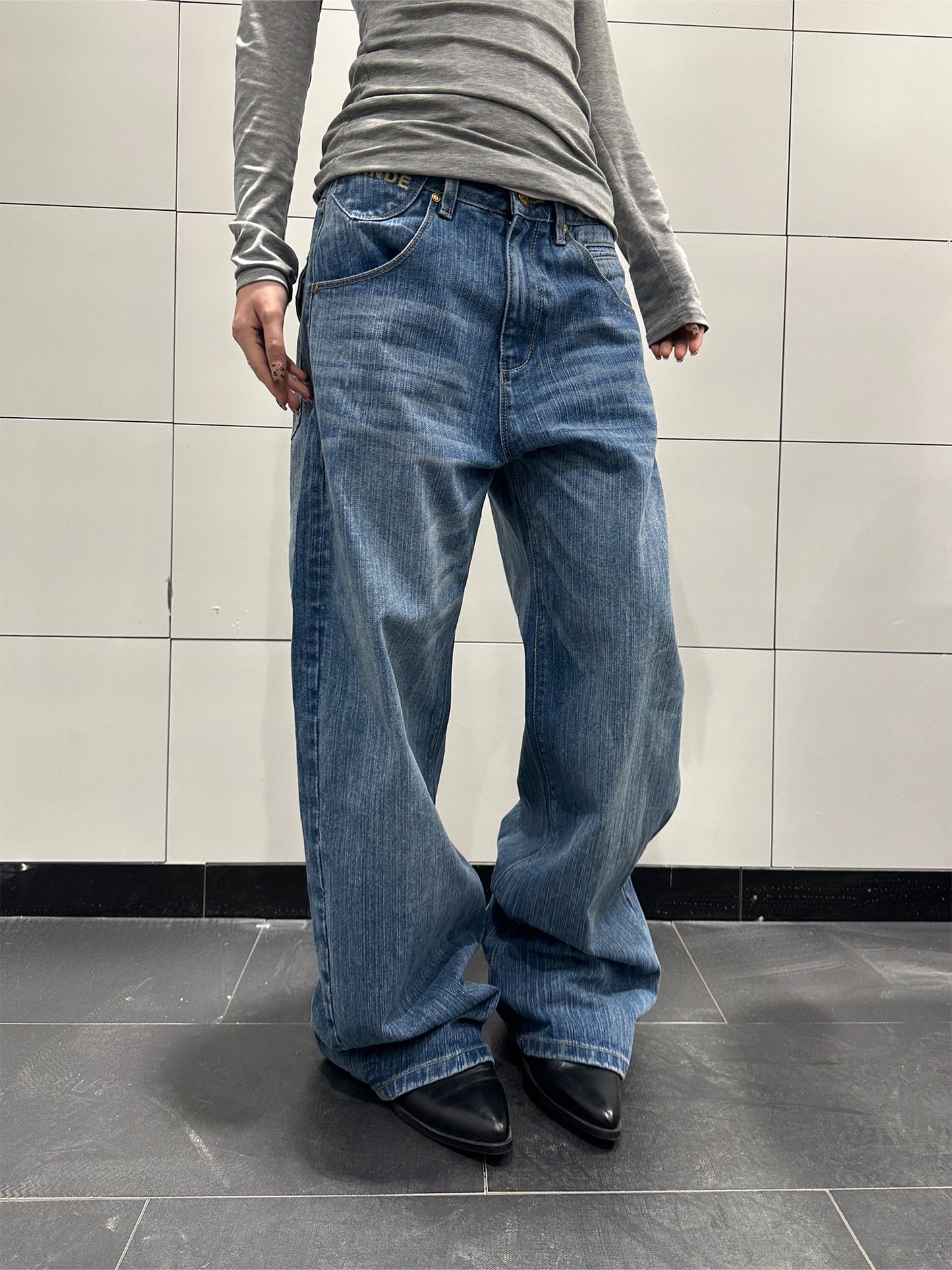 Retro Buckle Bamboo Joint Jeans