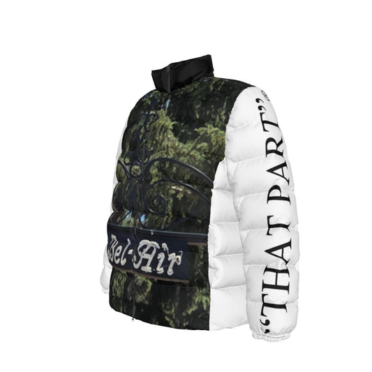 NEW!!! "THAT PART" branded (left sleeve/BEL-AIR Sign front/rear) Unisex Stand collar slim down jacket