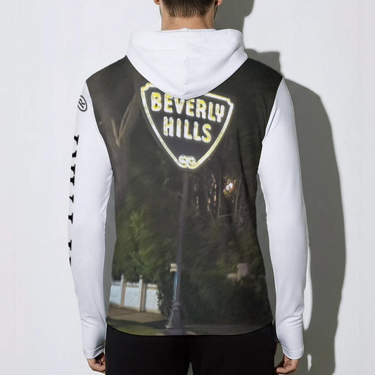 NEW!!! "THAT PART" branded (left sleeve/BEVERLY HILLS Sign/ front rear) Sunscreen  Sports Hoodie With Thumb Holes