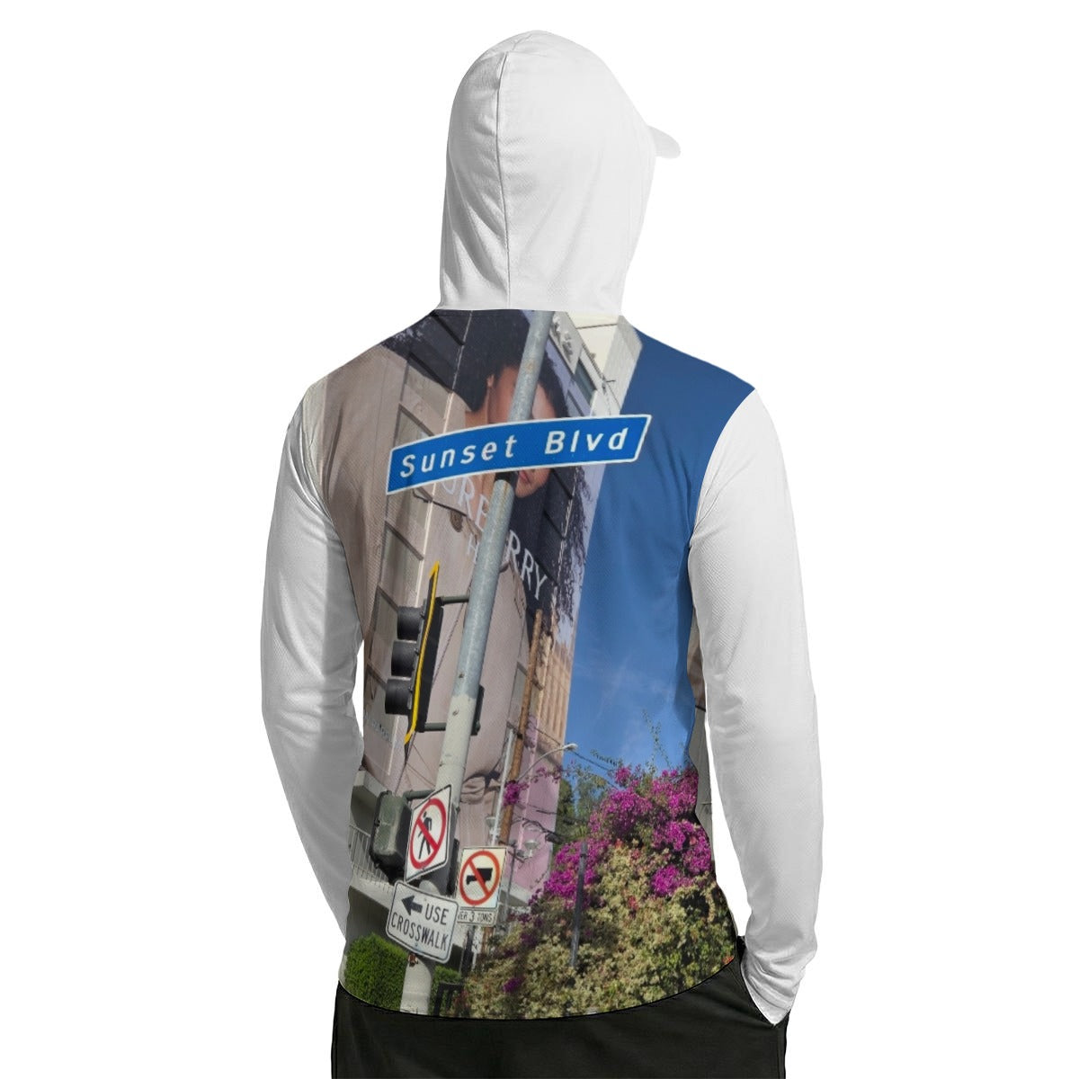 NEW!!! "THAT PART" branded (SUNSET Blvd. area sign front/rear) Men’s Sun Protection Hoodie with Face Cover and Thumb Holes