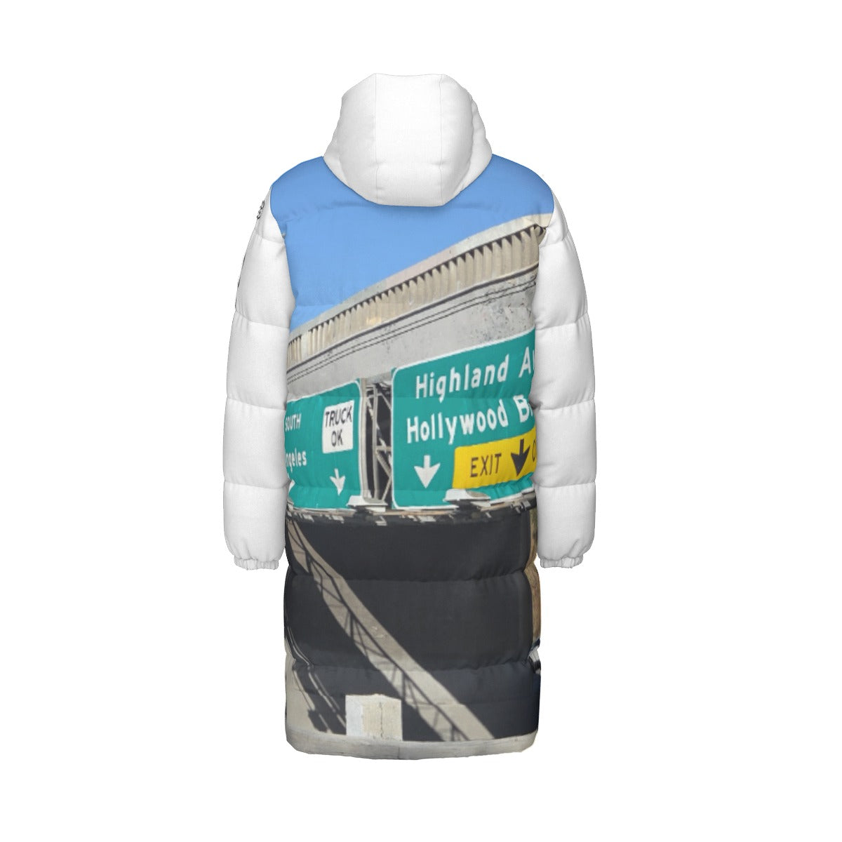 NEW!!! "THAT PART" branded left sleeve/ HOLLYWOOD Fwy. Sign rear Unisex Long Down Jacket