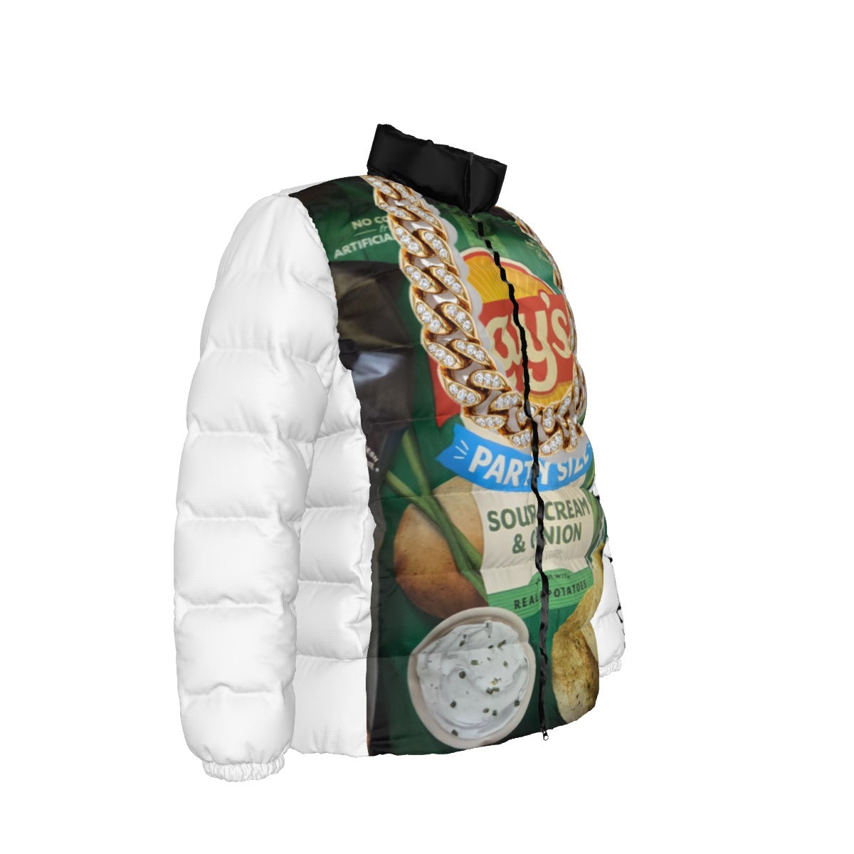 NEW!!! GOLD CHAIN (front & rear) Unisex Stand collar slim down jacket