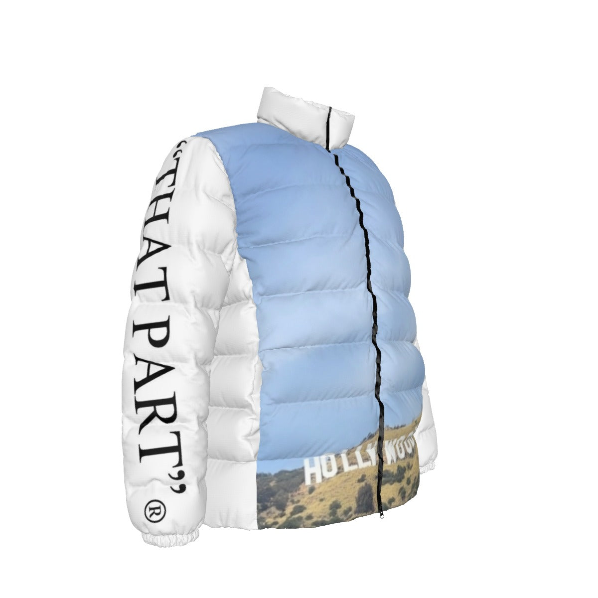 NEW!!! "THAT PART" branded (right sleeve / HOLLYWOOD Sign front/rear) Unisex Stand collar slim down jacket