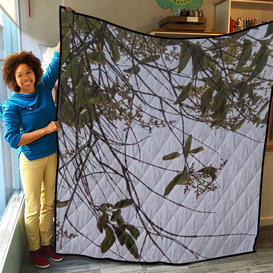 NEW!!! (Lady Face in Trees) Lightweight & Breathable Quilt With Edge-wrapping Strips
