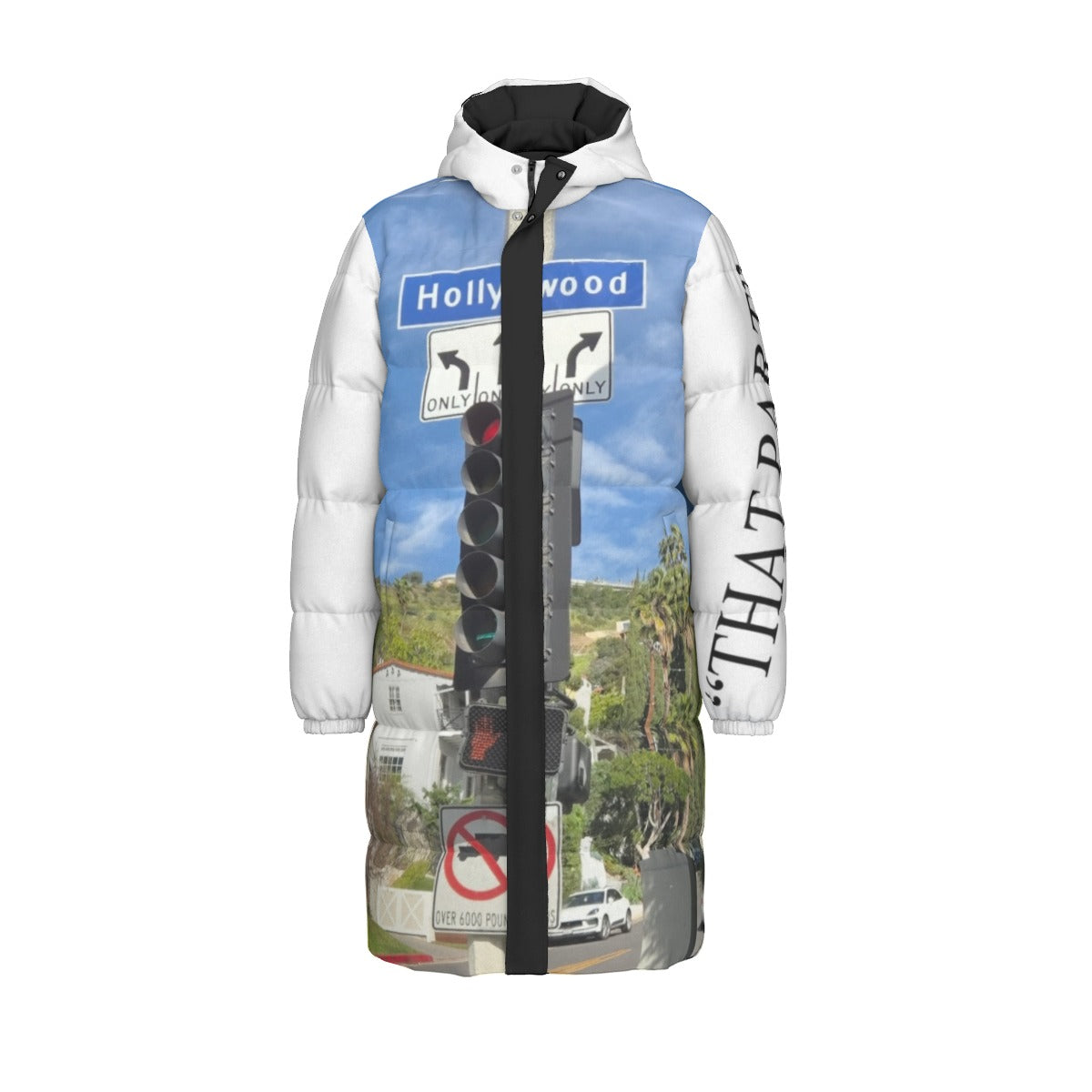 NEW!!! "THAT PART" branded (left sleeve/ HOLLYWOOD Blvd. Sign front/ rear) Unisex Long Down Jacket
