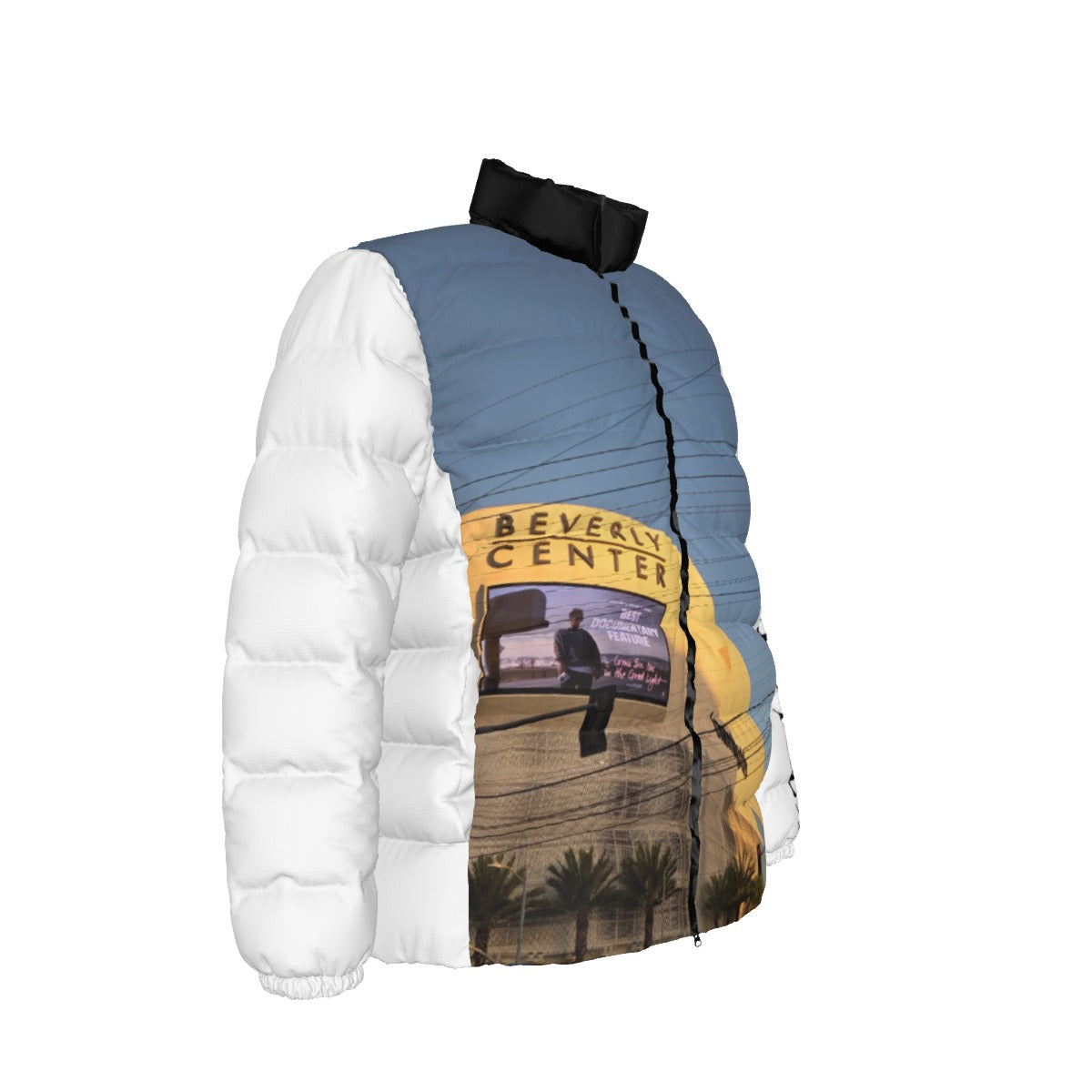 NEW!!! 'THAT PART" branded (left sleeve/ BEVERLY CENTER MALL Sign) Unisex Stand collar slim down jacket