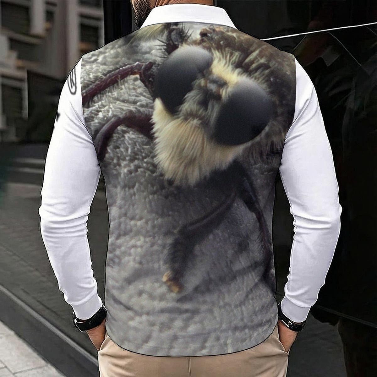 NEW!!! "THAT PART" branded (left sleeve & BIG Bug Face front & rear) Men's Polo Long Sleeve Shirt
