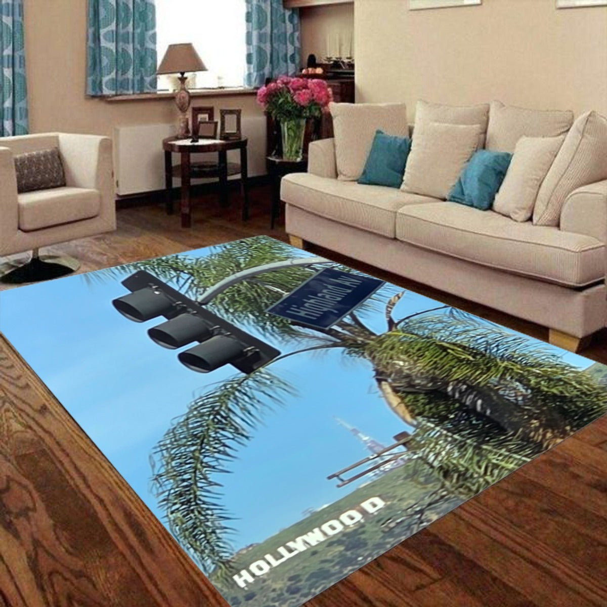 (Hollywood Sign) Foldable Rectangular Floor Mat