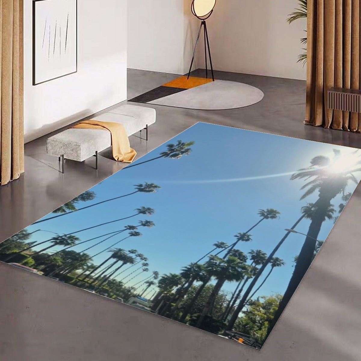 (Beverly Hills CANON Dr. Palm Trees) Foldable Rectangular Floor Mat