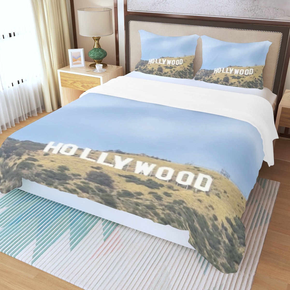 NEW!!! HOLLYWOOD Sign Three Piece Duvet Bedding Set
