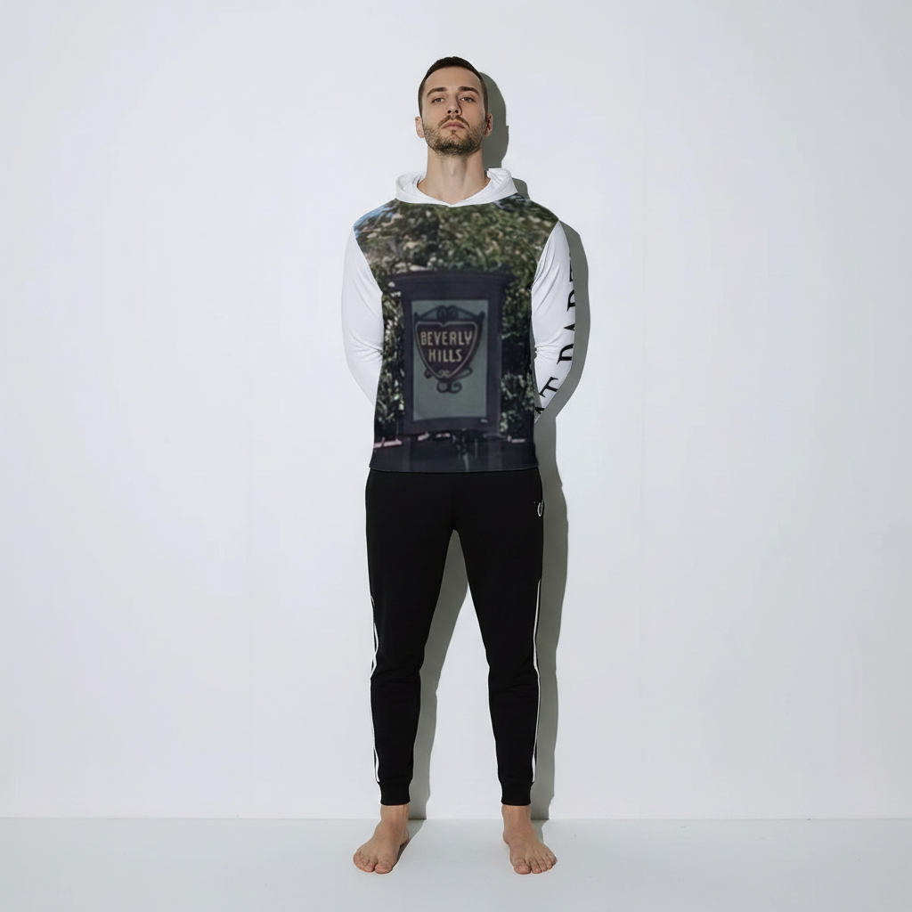 NEW!!! "THAT PART" branded (left sleeve/BEVERLY HILLS Sign front/rear) Sunscreen  Sports Hoodie With Thumb Holes