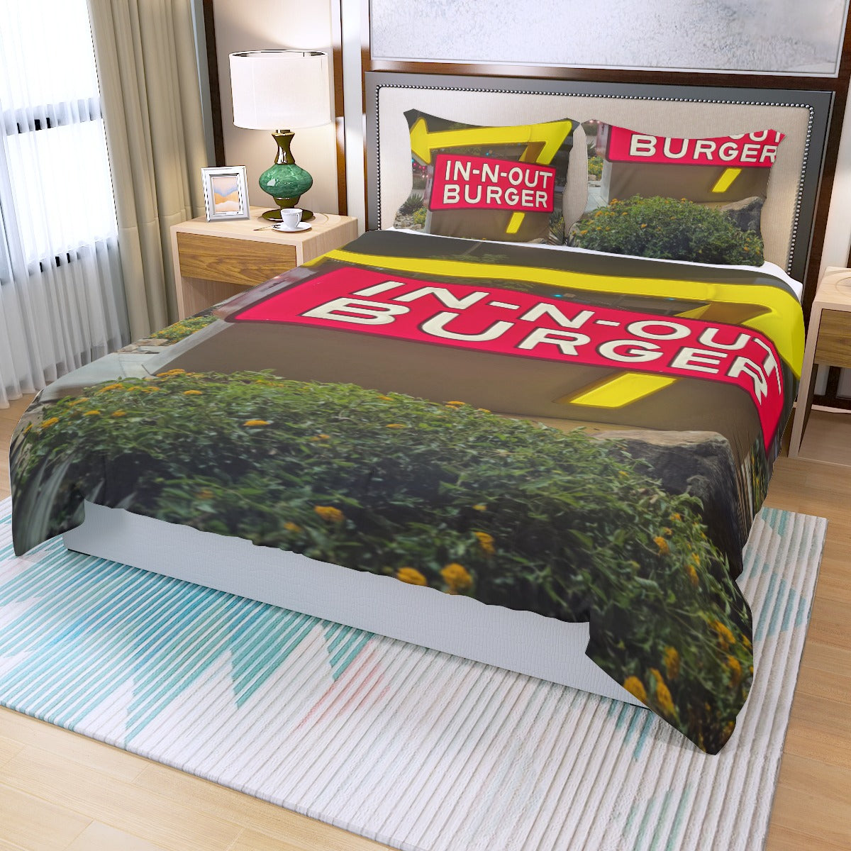 NEW!!! (Burger Sign) Three Piece Duvet Bedding Set