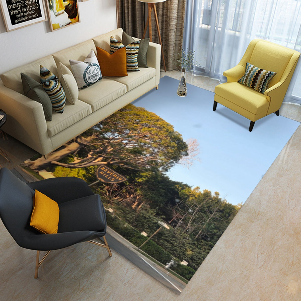 (Beverly Hills Sign) Foldable Rectangular Floor Mat