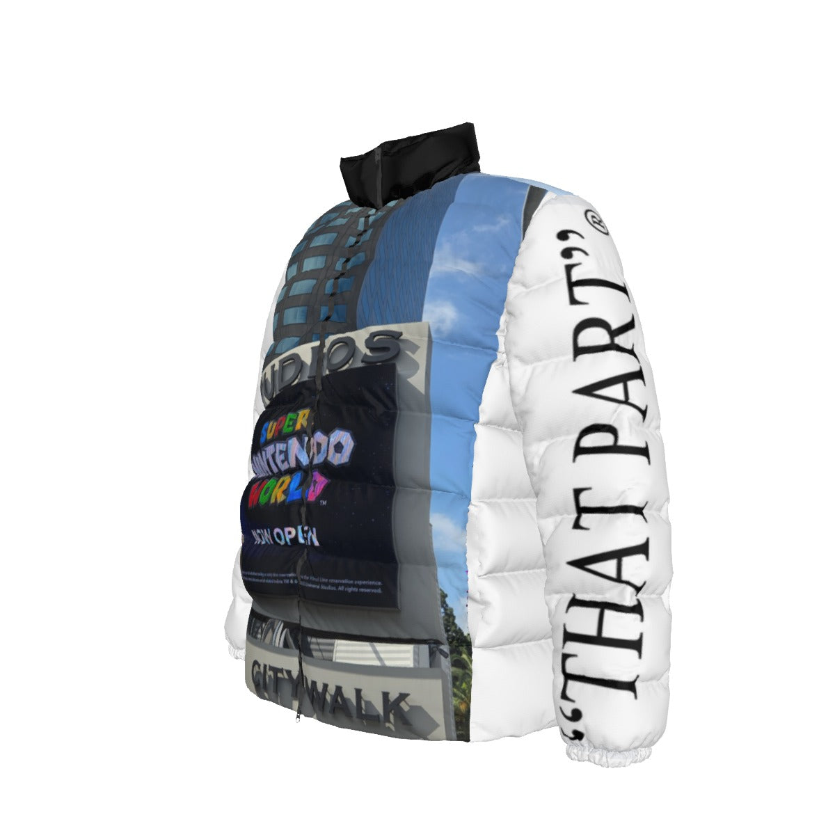 NEW!!! "THAT PART" branded (left sleeve/UNIVERSAL STUDIOS Sign front/rear) Unisex Stand collar slim down jacket