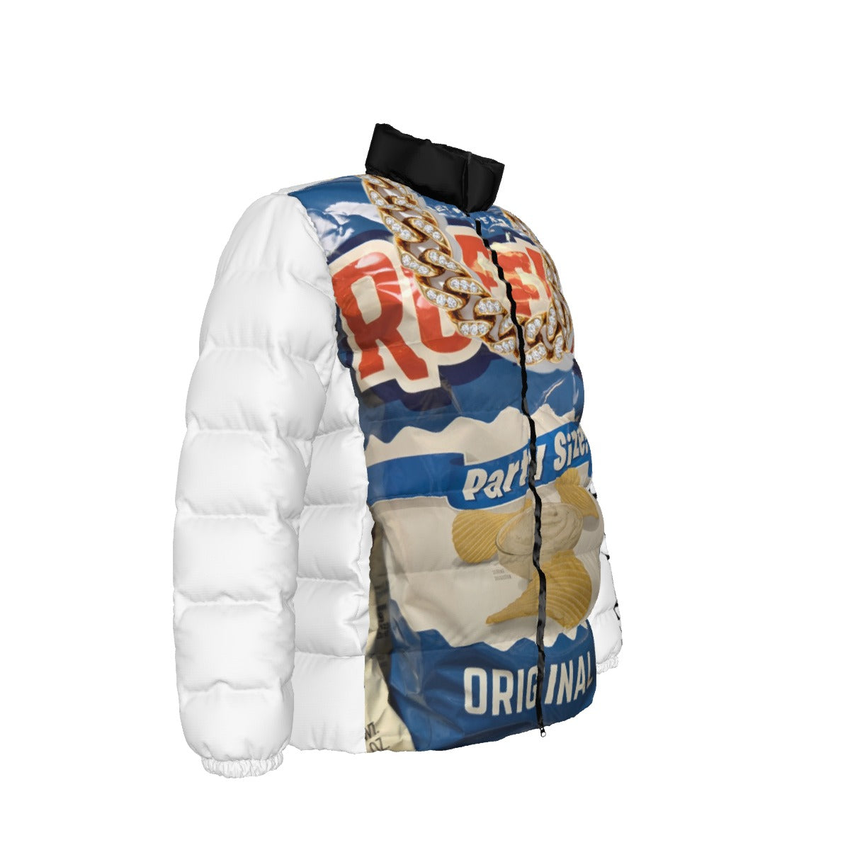 NEW!!! GOLD CHAIN (front & rear) Unisex Stand collar slim down jacket