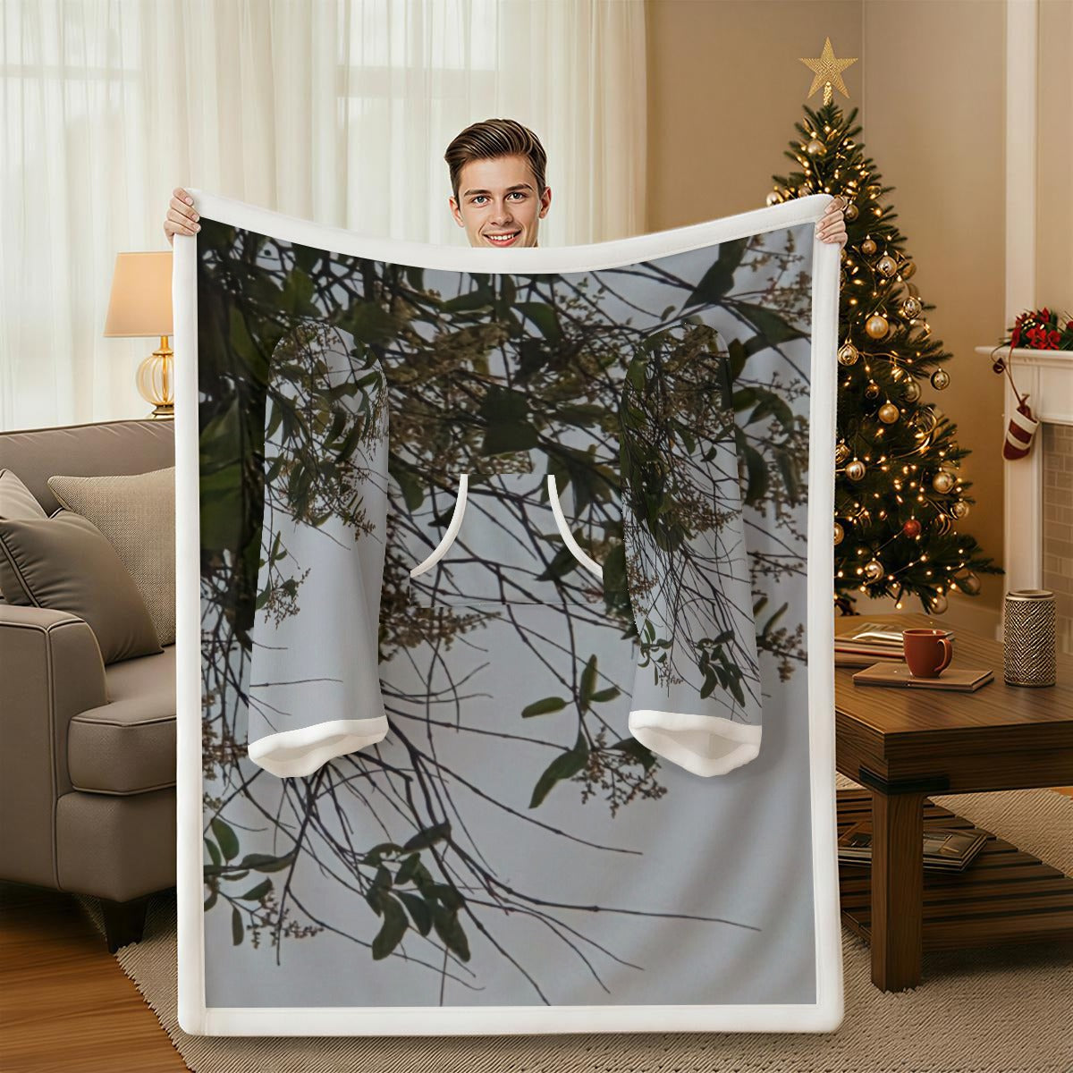 NEW!!! Face in Trees Wearable Blanket with Sleeves