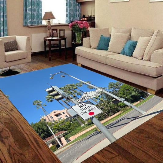 (Beverly Hills CANON Dr. & Sunset Blvd. Sign) Foldable Rectangular Floor Mat