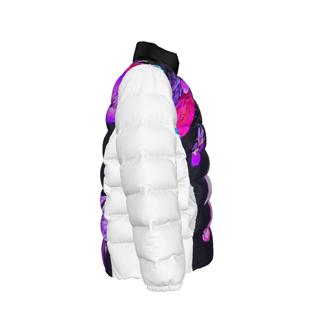 NEW!!! "THAT PART" branded (left sleeve/ DIGITAL FLOWERS BOUQUET Sign front/rear) Unisex Stand collar slim down jacket