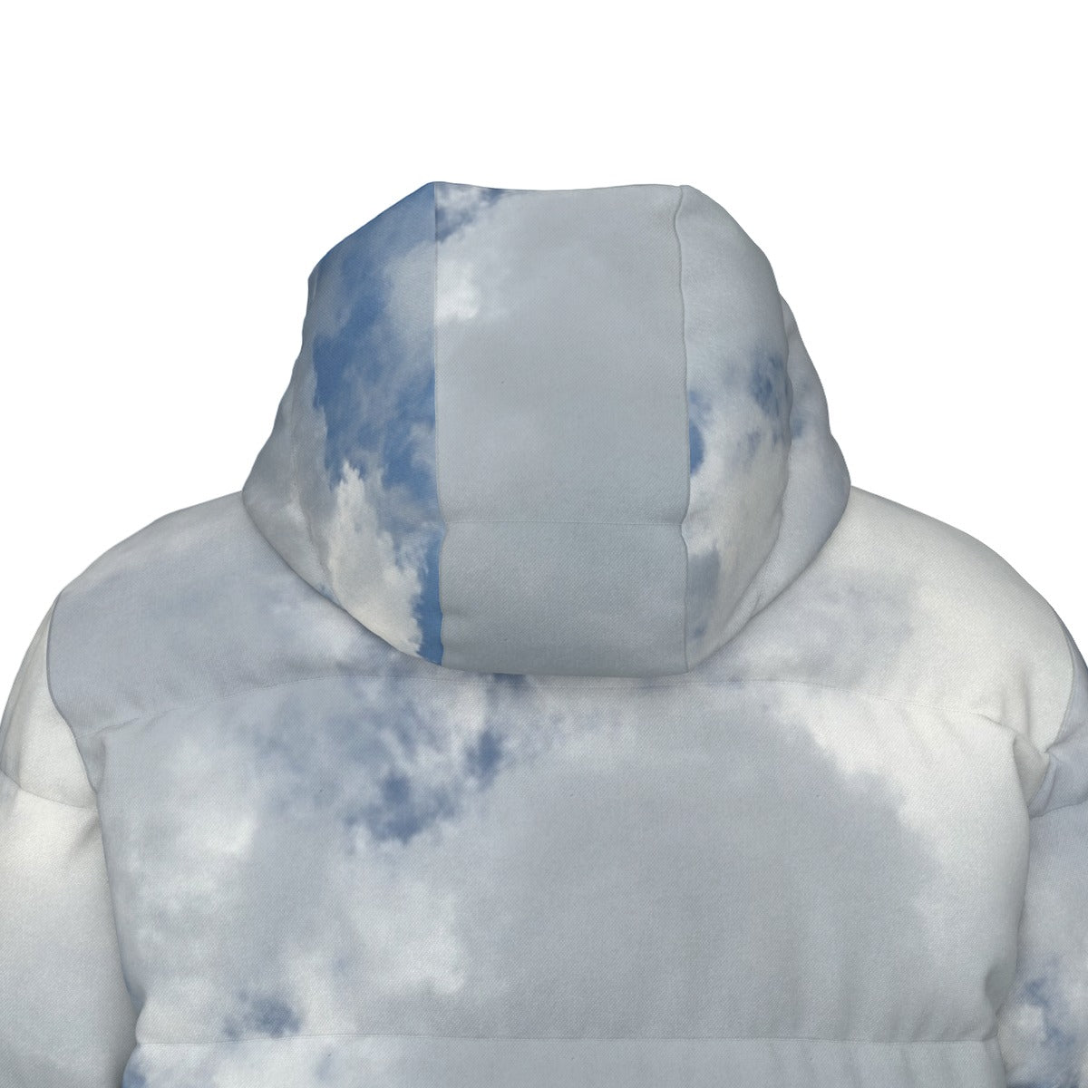 NEW!!! (CLOUDS front rear blk stripe hoodie interior) Unisex Long Down Jacket