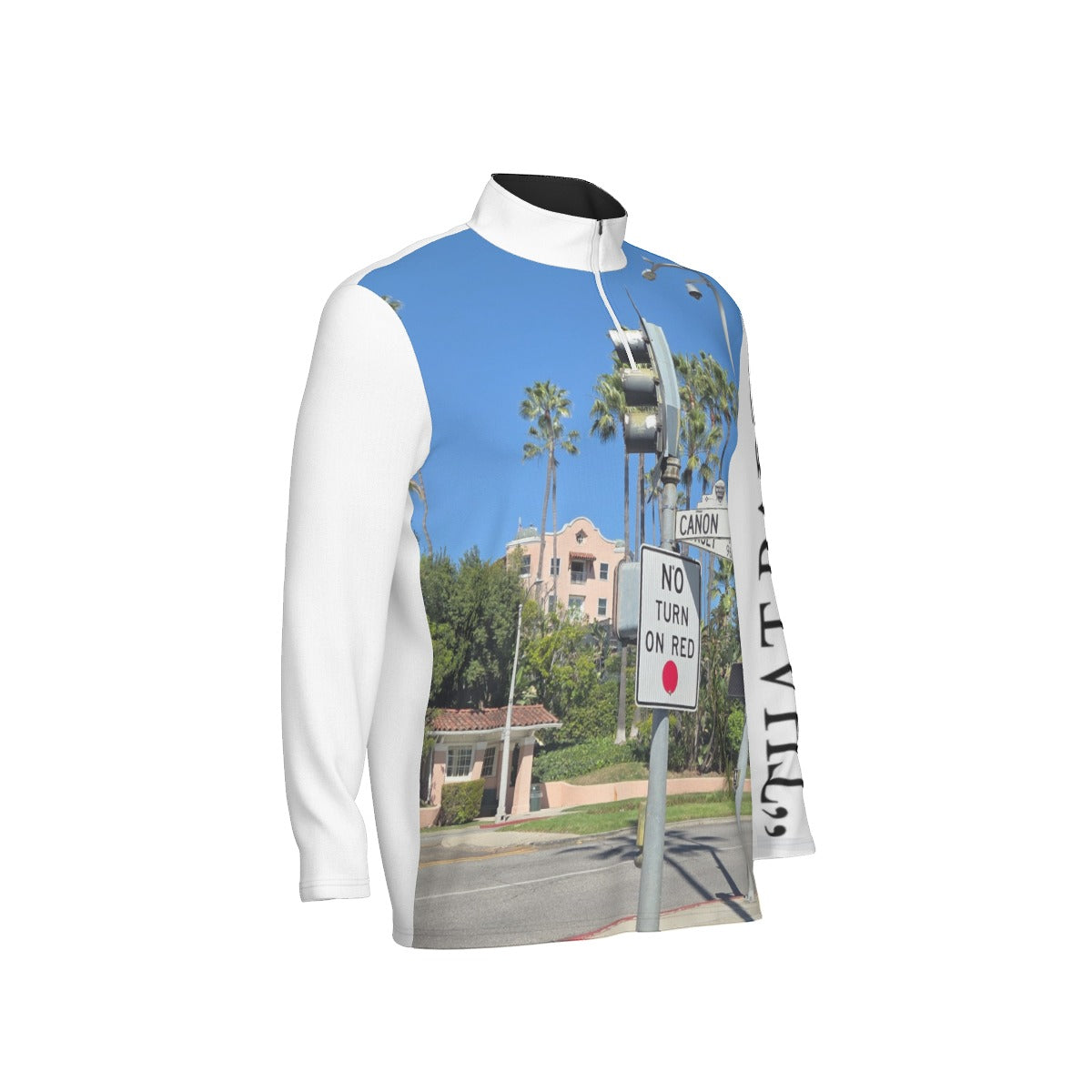 NEW!!! "THAT PART" branded (left sleeve/ Beverly Hills CANON Dr. & Sunset blvd. Sign front) Men's Sports Collar Jersey With Long Sleeve| Interlock