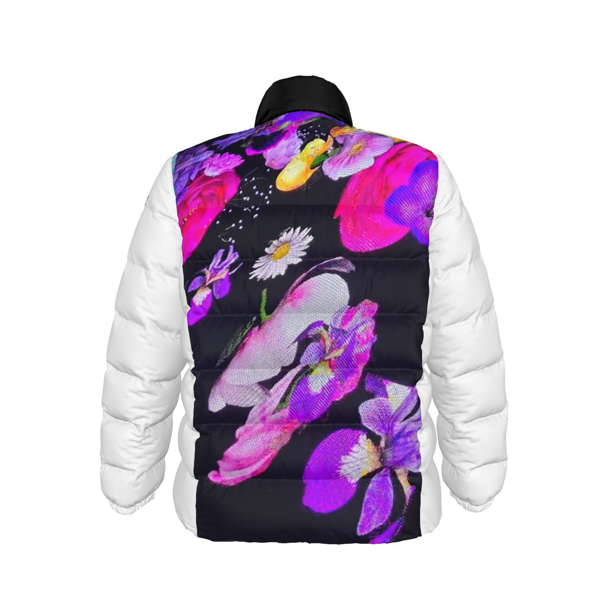 NEW!!! "THAT PART" branded (left sleeve/ DIGITAL FLOWERS BOUQUET Sign front/rear) Unisex Stand collar slim down jacket