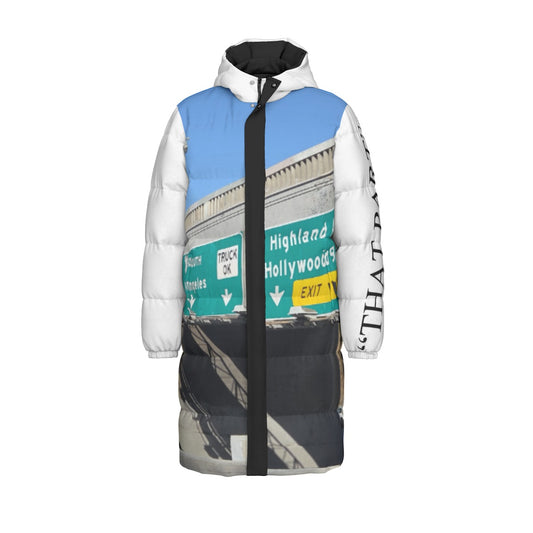 NEW!!! "THAT PART" branded left sleeve/ HOLLYWOOD Fwy. Sign rear Unisex Long Down Jacket