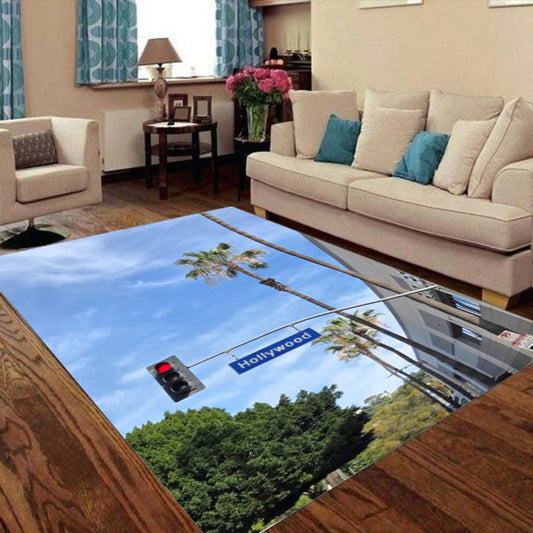 (Hollywood Street Sign) Foldable Rectangular Floor Mat