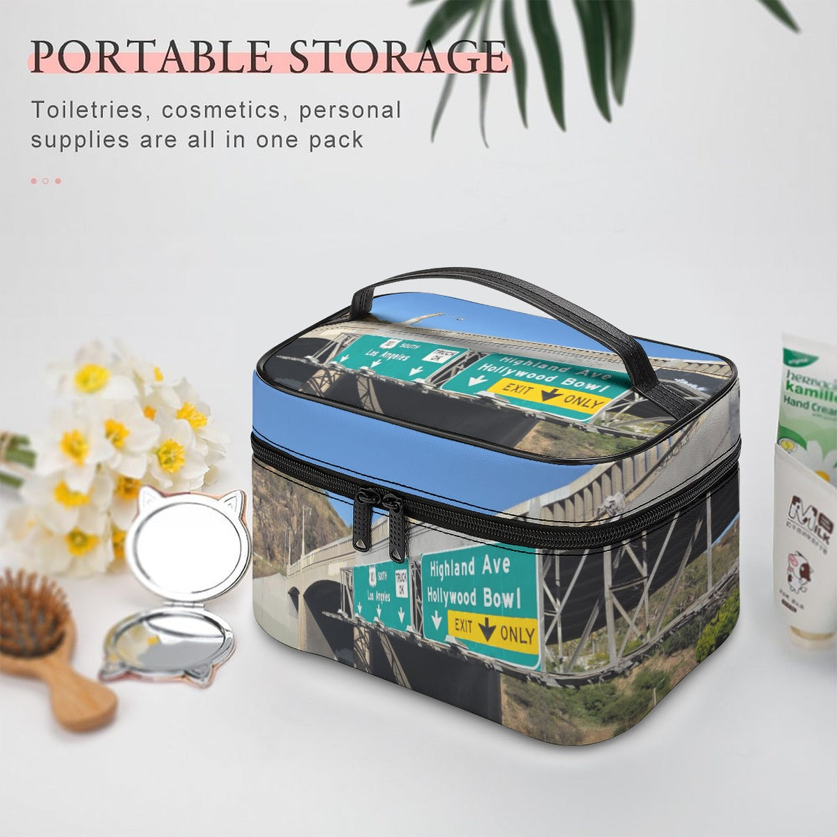 NEW!!! HOLLYWOOD Fwy. Sign Large Capacity Toiletry Organizer Bag