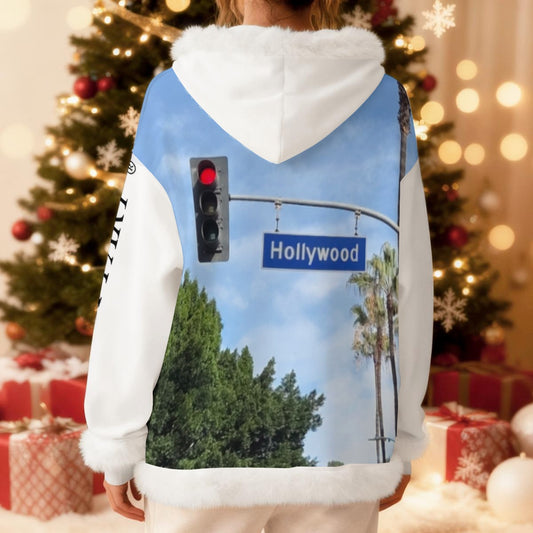 NEW!!! "THAT PART" branded (left sleeve/ HOLLYWOOD Blvd. Sign front rear) Women's Fleece Hoodie With Decorative Trim