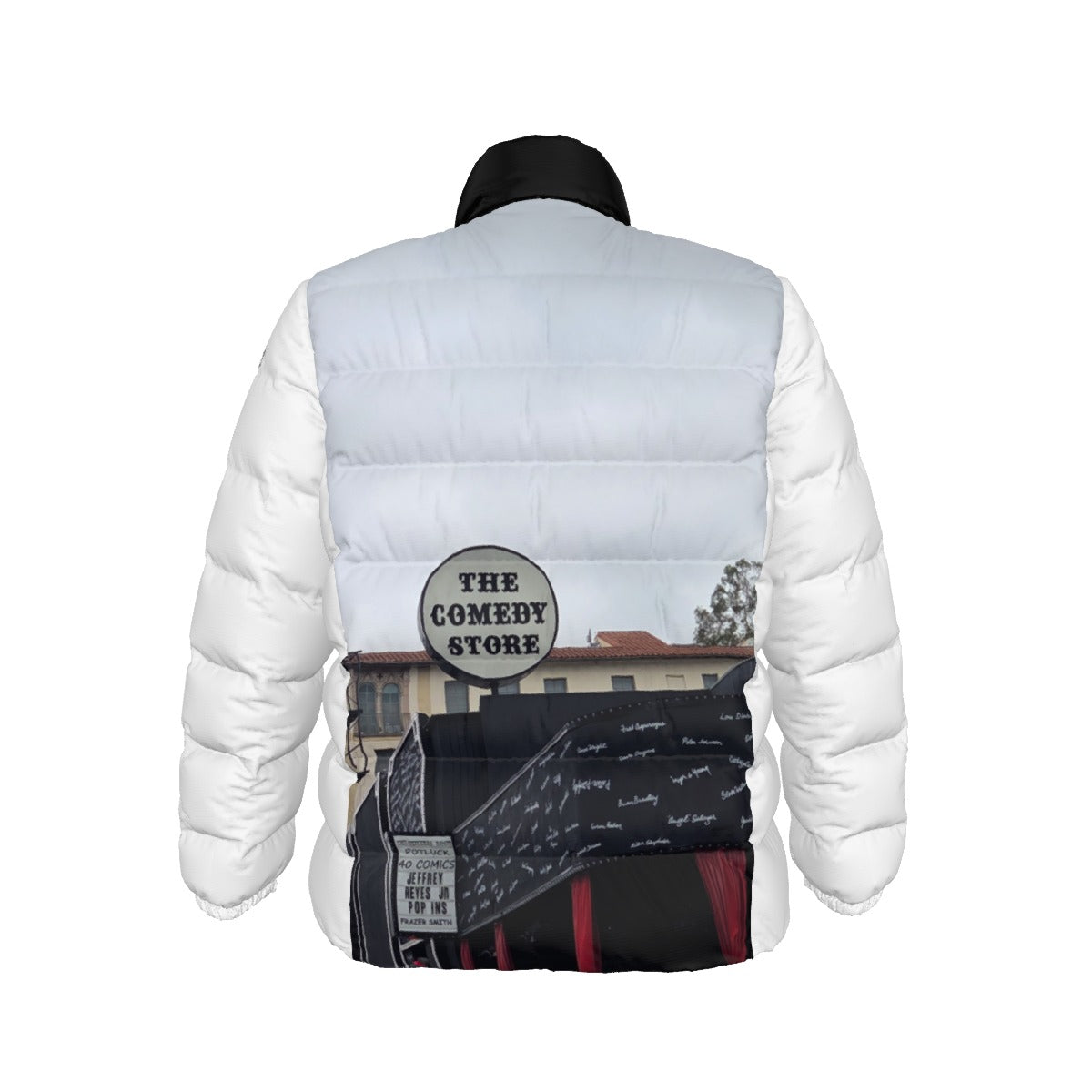 NEW!!! "THAT PART" branded (left sleeve/ COMEDY STORE Sign front/rear) Unisex Stand collar slim down jacket