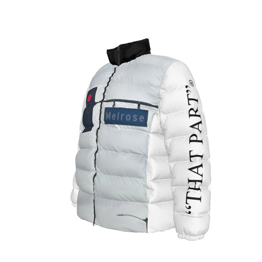 NEW!!! "THAT PART" branded (left sleeve/MELROSE Blvd. Sign front/rear) Unisex Stand collar slim down jacket