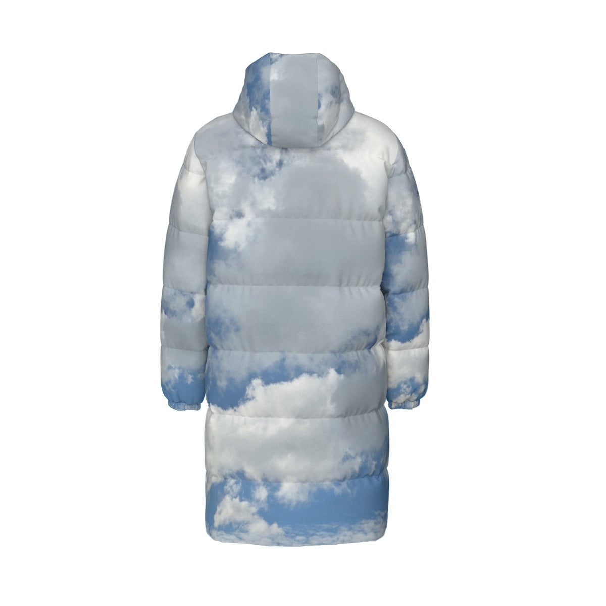 NEW!!! (CLOUDS front rear blk stripe hoodie interior) Unisex Long Down Jacket