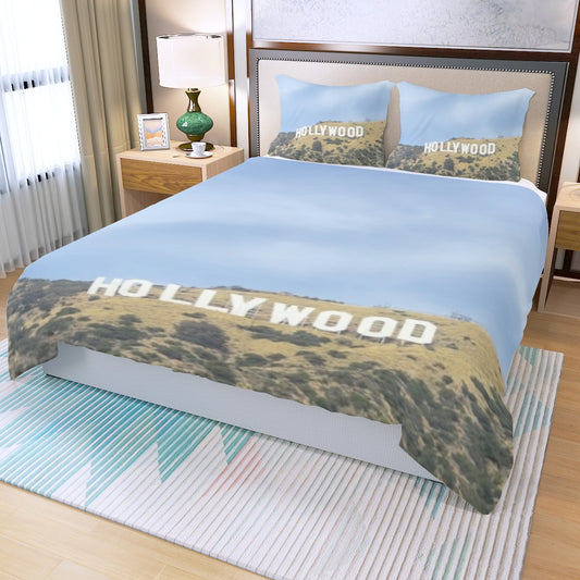 NEW!!! HOLLYWOOD Sign Three Piece Duvet Bedding Set