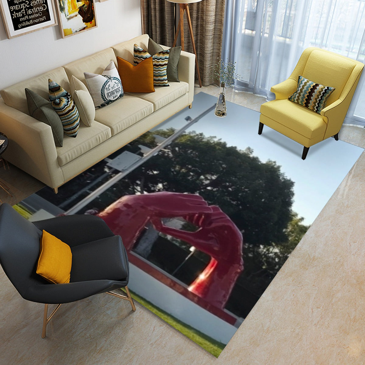 (Beverly Hills Hands Sign) Foldable Rectangular Floor Mat