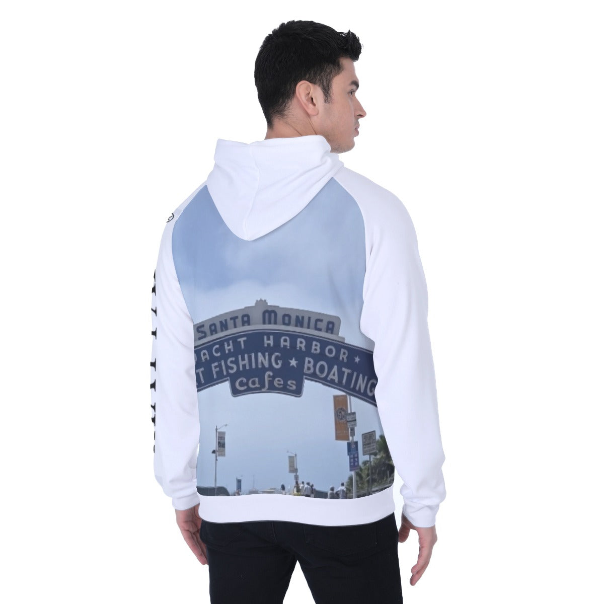NEW!!! "THAT PART" branded (left sleeve/ Santa Monica Pier Sign front/rear) Men's Heavy Fleece Raglan Hoodie