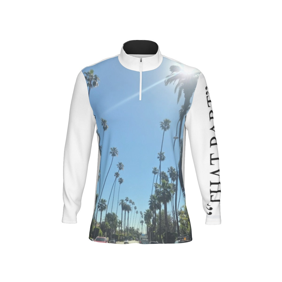 NEW!!! "THAT PART" branded (left sleeve/ Beverly Hills Palm Trees front) Sports Collar Jersey With Long Sleeve| Interlock