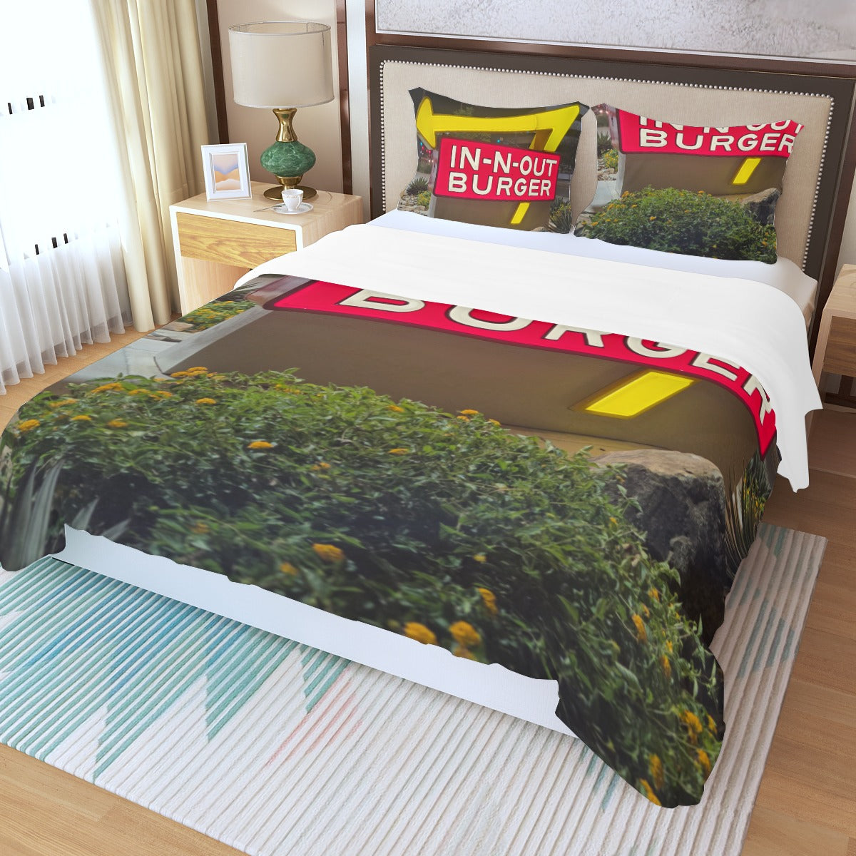 NEW!!! (Burger Sign) Three Piece Duvet Bedding Set